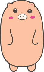 Cute cartoon pig illustration on transparent background.
