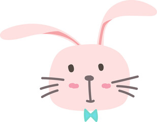 Cute cartoon bunny illustration on transparent background.