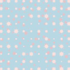 Pastel Blue Background with light Red Star dots, Pattern Background 