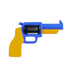 3D Gun Model Firearms in Emergency Situations. 3d illustration, 3d element, 3d rendering. 3d visualization isolated on a transparent background
