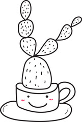 Hand drawn cactus illustration, Transparent background