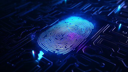 fingerprint detector, sensor pattern of papillary lines on a computer chip, fictional graphics