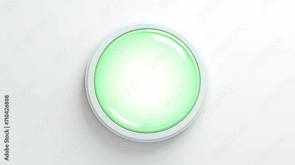 Poster green light fluorescent button isolated on the background of computer graphics website design