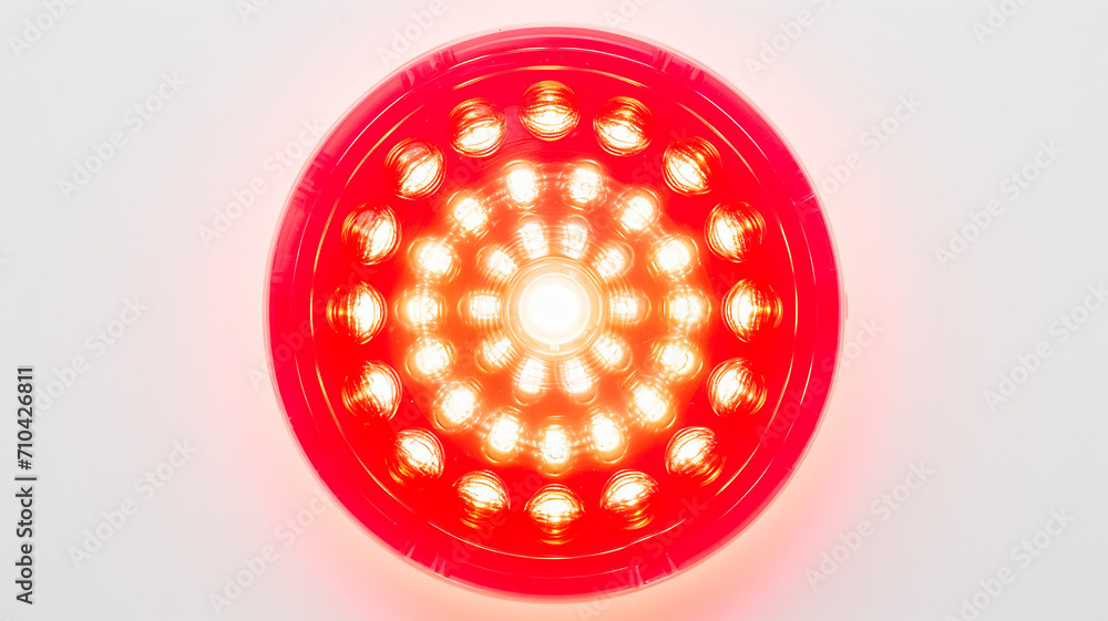 Poster red light fluorescent button isolated on the background of computer graphics website design