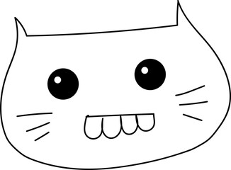 Cute cartoon cat illustration on transparent background.
