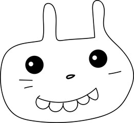 Cute cartoon bunny illustration on transparent background.
