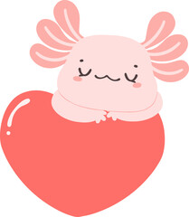Axolotl Valentine with heart