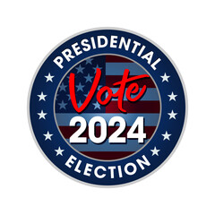 Vote 2024 Presidential election USA, star emblem. President election voting 2024, poster or banner design. Political election campaign