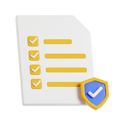 3D Compliance Document Model Accuracy and Completeness. 3d illustration, 3d element, 3d rendering. 3d visualization isolated on a transparent background