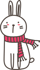 Cute cartoon bunny illustration on transparent background.
