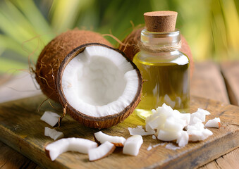 Fototapeta na wymiar Organic unrefined virgin coconut oil