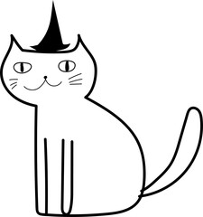 Halloween cat illustration on transparent background.
