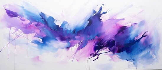 Illustration abstract painting brush strokes dark blue purple color on white background. Generate AI