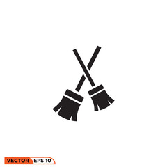 Broom icon design vector graphic of template, sign and symbol