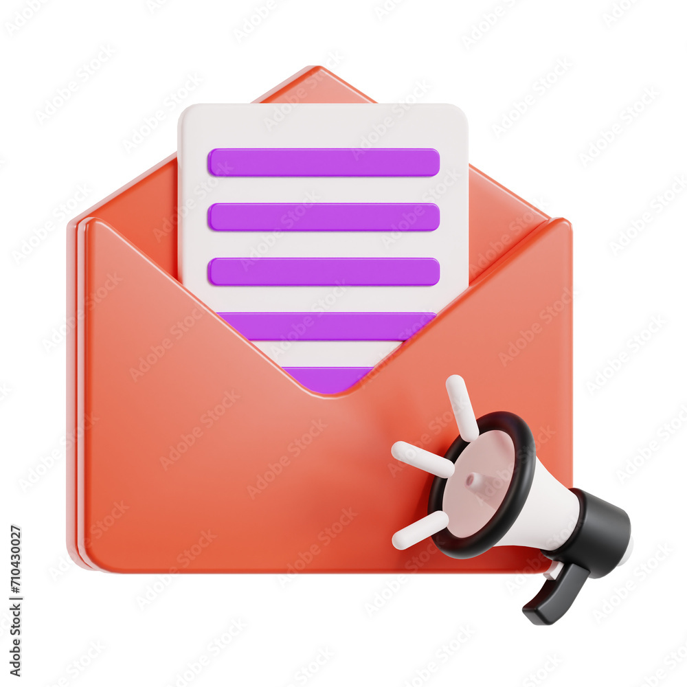 Poster 3d mail ads model reaching specific audiences. 3d illustration, 3d element, 3d rendering. 3d visuali