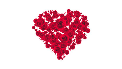 Valentines day heart made of red roses isolated on transparent background. Flowers bouquet. Vector illustration.