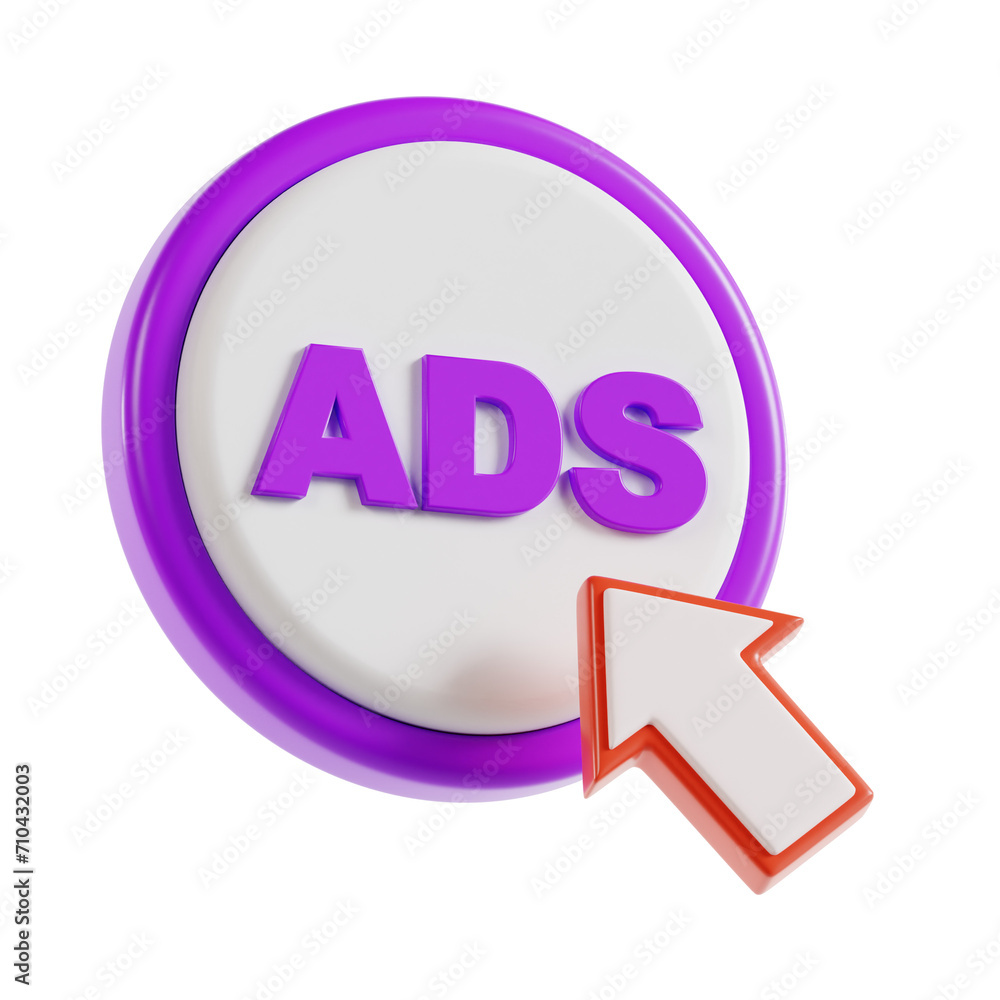 Poster 3d paid per clicks model cost-effective advertising. 3d illustration, 3d element, 3d rendering. 3d v