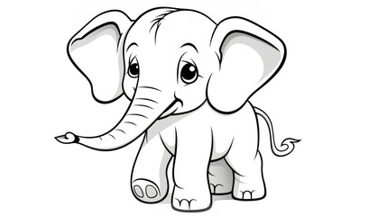 Obraz premium Drawing for children's coloring book cute elephant. Illustration winter line on white background
