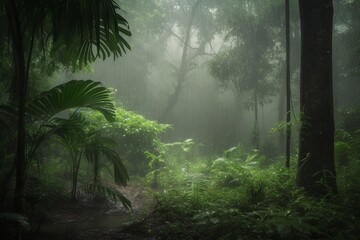 Fototapeta premium misty morning in the forest