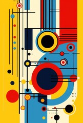 Obraz premium pattern of geometric shapes and circles. abstract style geometric shapes. modern decorative poster with shapes