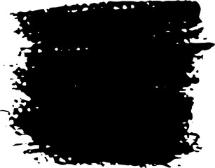 Black ink grunge brush strokes illustration on transparent background.