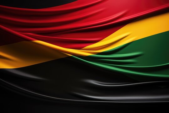 Black History Month background. Abstract color flag on black paper background. African American history month celebration.