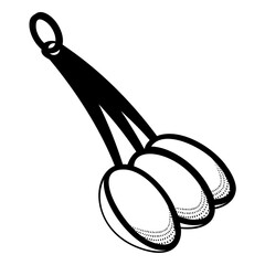 Measuring spoon set isometric concept, Cooking weights and measures tool Hand drawn vector, Bakery and Baker drawings, food preparation and Kitchen Utensil Sketch Culinary Doodle stock illustration