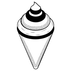 Ice cream cone isometric concept, poke or cornet Hand drawn vector, Bakery and Baker drawings, food preparation and Kitchen Utensil Sketch Culinary Doodle stock illustration