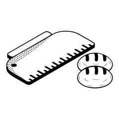 Bread Knead Cutter isometric concept, Bakery Scrapper Hand drawn vector, Bakery and Baker drawings, food preparation and Kitchen Utensil Sketch Culinary Doodle stock illustration