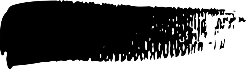 Black ink grunge brush strokes illustration on transparent background.