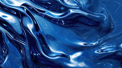 Foto auf Leinwand Cobalt blue abstract liquid metal as wallpaper background illustration © iv work