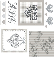 set of hand drawn elements for scrapbook