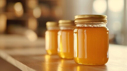 a modern and minimalistic website landing page with honey in jar - obrazy, fototapety, plakaty