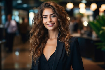 Obraz premium A handsome businesswoman in a office.
