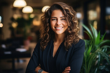 Obraz premium A handsome businesswoman in a office.