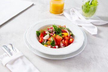 Country vegetable salad with olive oil or sour cream