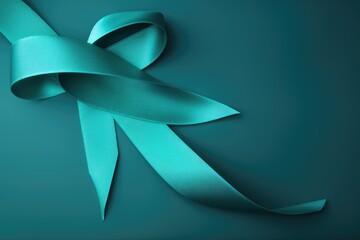 Teal awareness ribbon, Obsessive Compulsive Disorder (OCD), Polycystic Ovary Syndrome (PCOS) disease, Post Traumatic Stress Disorder (PTSD). Healthcare and medical concept.