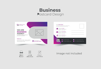 Obraz premium Corporate Postcard design template or EDDM postcard, Digital agency postcard, Office postcard, Company postcard with modern layout.