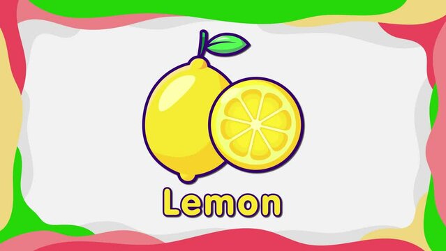  2d lemon video animation, lemon child animation, lemon education video, lemon cartoon video, illustration of a lemon