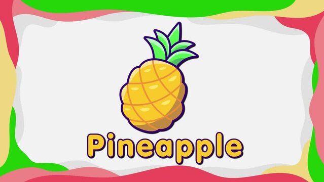 2d pineapple video animation, pineapple child animation, pineapple education video, pineapple cartoon video, illustration of a pineapple