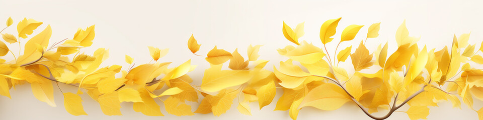 Fototapeta premium yellow leaves on a white background 3d drawing.