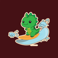 green dinosaur skating on sea