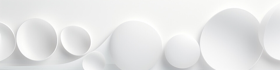 white background geometric circles flat on the wall copy space long narrow row.