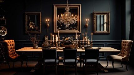 Fototapeta na wymiar modern interior dark background illustration elegant dramatic, chic stylish, sophisticated luxury modern interior dark background