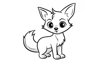 Drawing for children's coloring book cute cat. Illustration winter line on white background