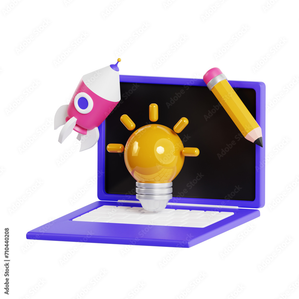 Poster 3d creative business startup model key elements for launching your venture. 3d illustration, 3d elem