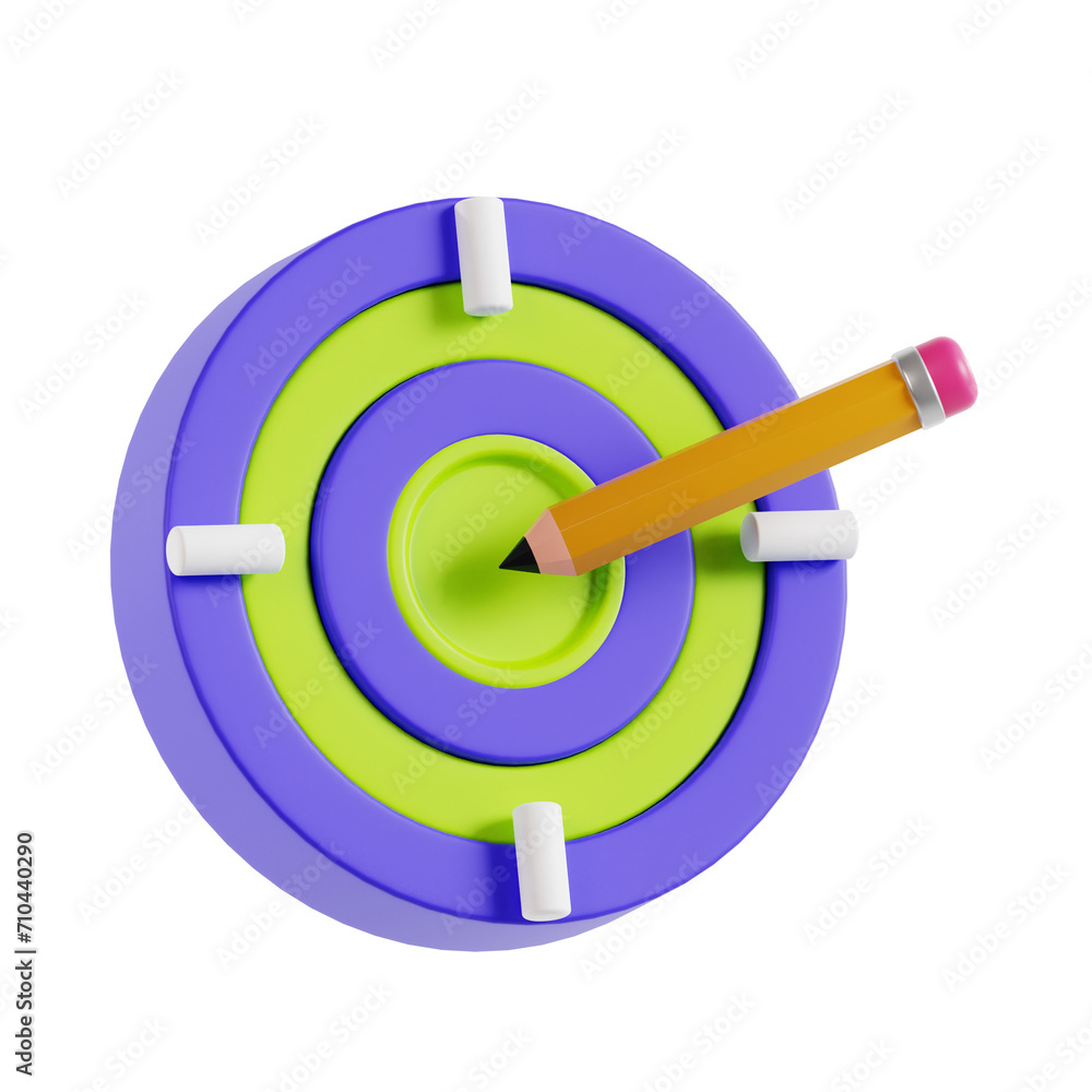 Aufkleber 3d designing goal model reaching creative milestones with purpose. 3d illustration, 3d element, 3d r