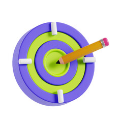 3D Designing Goal Model Reaching Creative Milestones with Purpose. 3d illustration, 3d element, 3d rendering. 3d visualization isolated on a transparent background