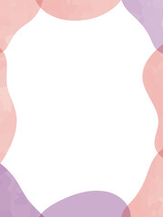水彩の流体シェイプのフレーム　流動体・液体の抽象的なゆるいフレーム　紫　ピンク 縦