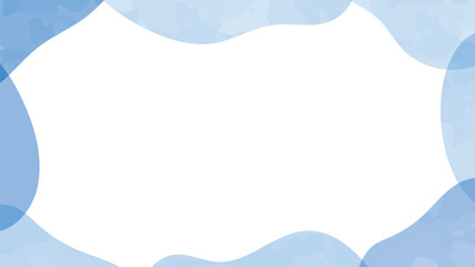 水彩の流体シェイプのフレーム　流動体・液体の抽象的なゆるいフレーム　水色　青　16;9